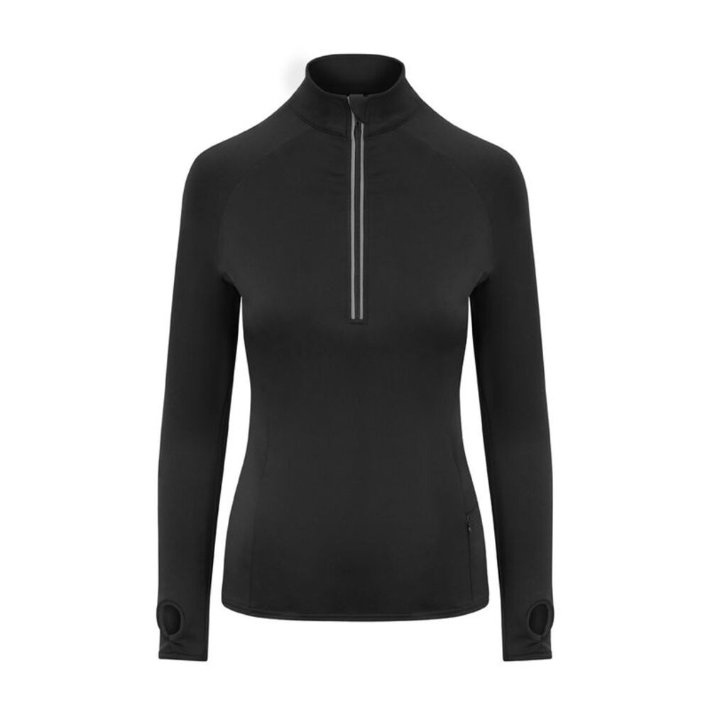 AWDis Womens/Ladies Cool-Flex Half Zip Top / Jet Black